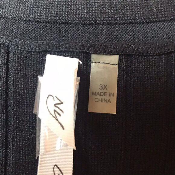 NWT NY Collection Women's Black Long Sleeve Comfy Rib Pattern Sweater ‎ Size 3X - Picture 7 of 8